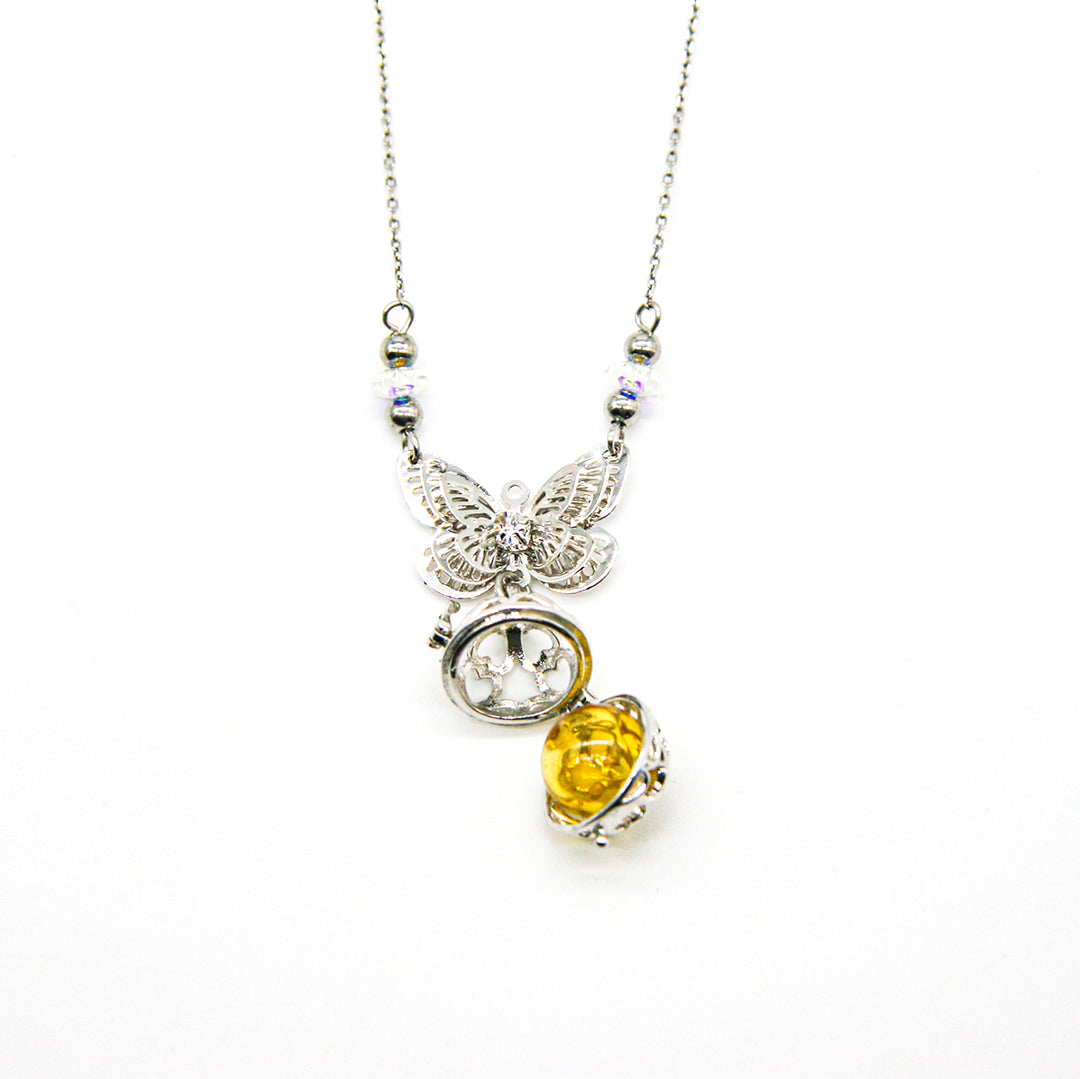 Gift Box - Butterfly White Gold Aroma Necklace + Purify Oil Blend - Image 5