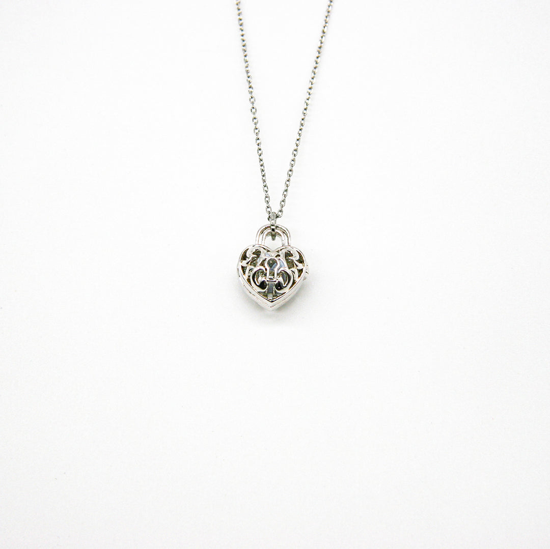 Gift Box - Heart Lock White Gold Aroma Necklace + Purify Oil Blend - Image 2