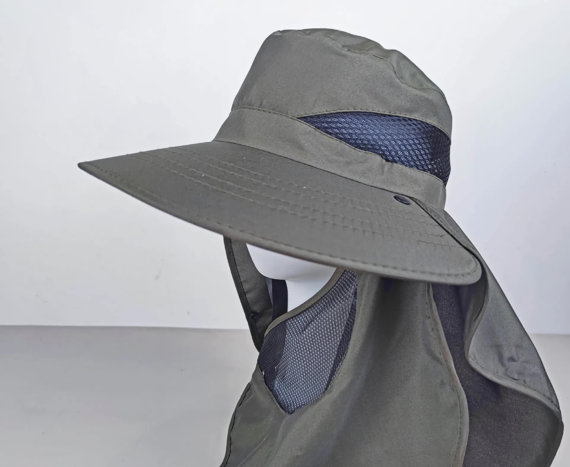 Black Men's Outdoor UV Protection Hat with Face & Neck Shield - Image 6