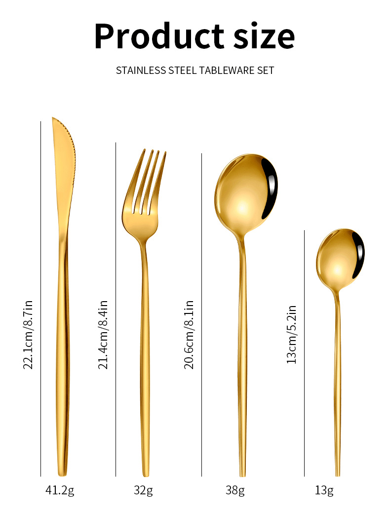 24-Piece Stainless Steel Cutlery Set with Box - Silver/Gold - Image 2
