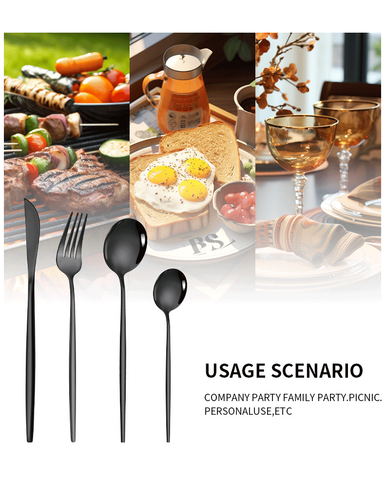 24-Piece Stainless Steel Cutlery Set with Box - Silver/Gold - Image 5