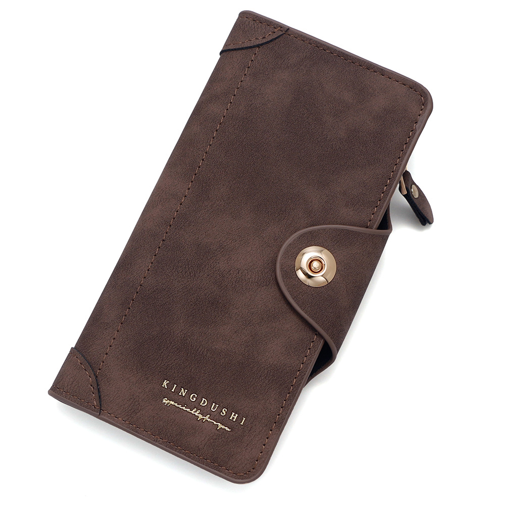 Brown Women's Long PU Leather Multi-Compartment Wallet