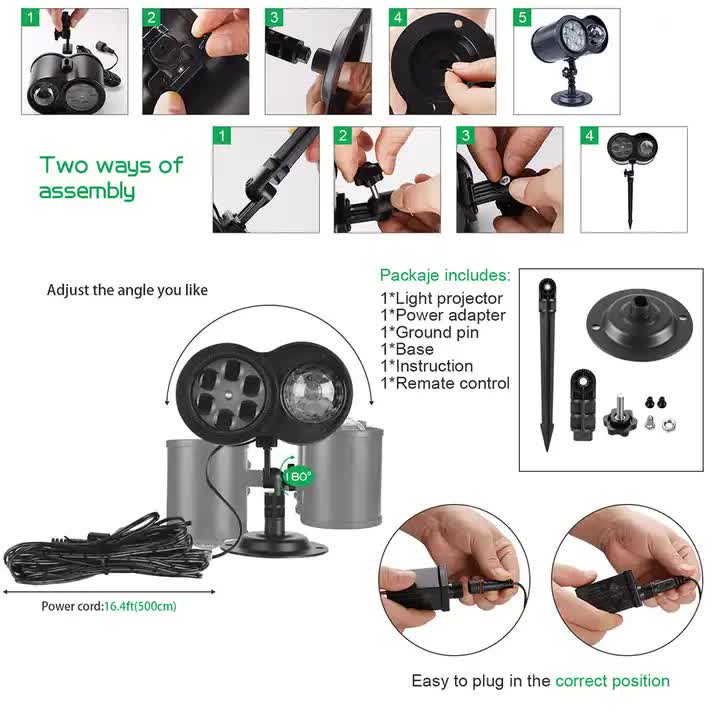 Lawn Dual Tube LED Projection Light - Bracket Mount - Image 4