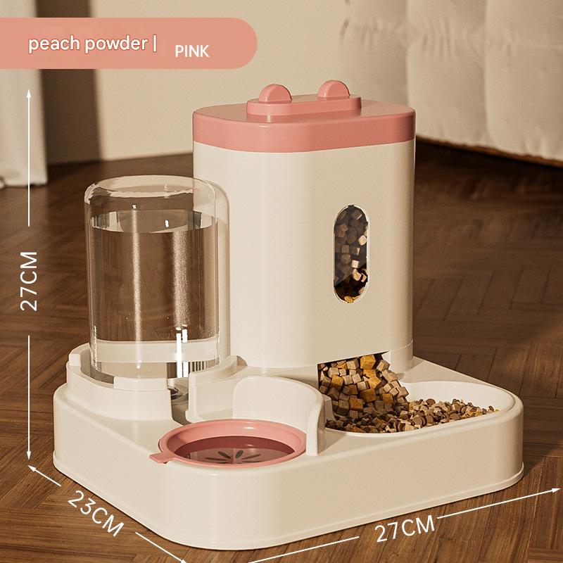 Pink Automatic Pet Feeder & Electric Water Fountain Combo