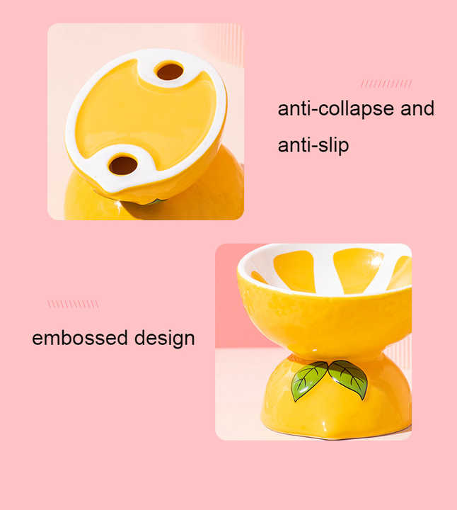 Elevated Ceramic Pet Food Bowl - Cute Pitaya Pattern - Image 4