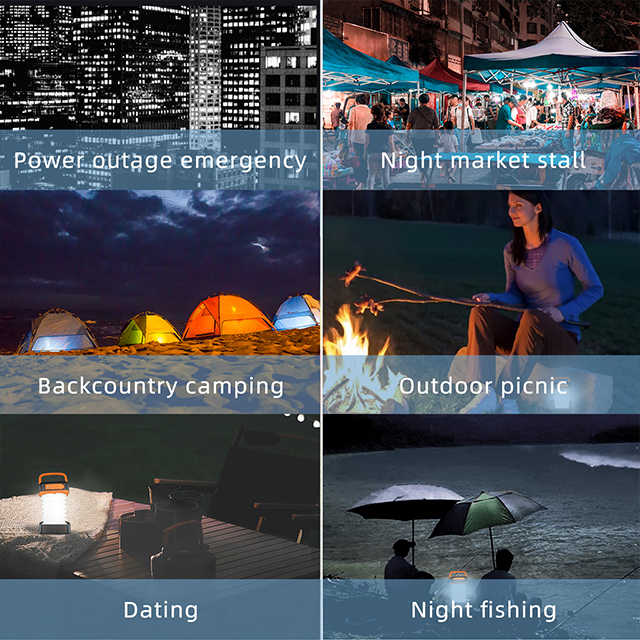 Collapsible Portable Solar LED Camping Lantern USB Charging - Orange - Image 3