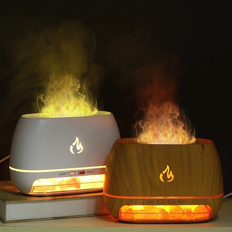 Himalayan Salt Flame Ultrasonic Aroma Diffuser Humidifier 250ml - White (Style A) - Image 2