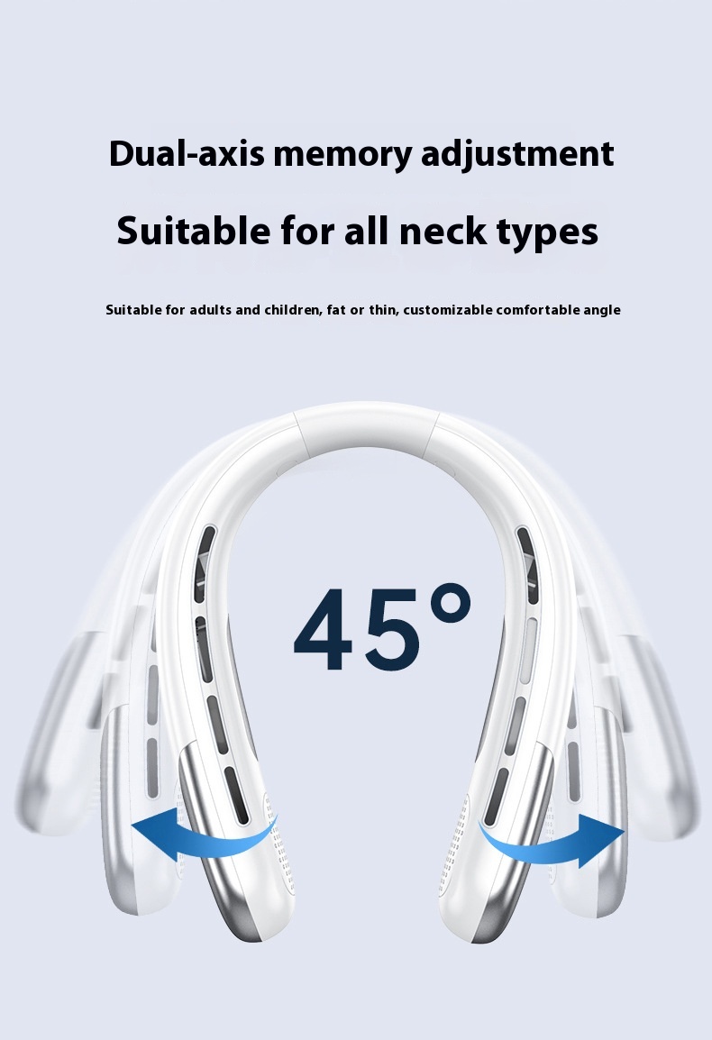 Digital Display Wearable Neck Fan 2400mAh - Blue - Image 4