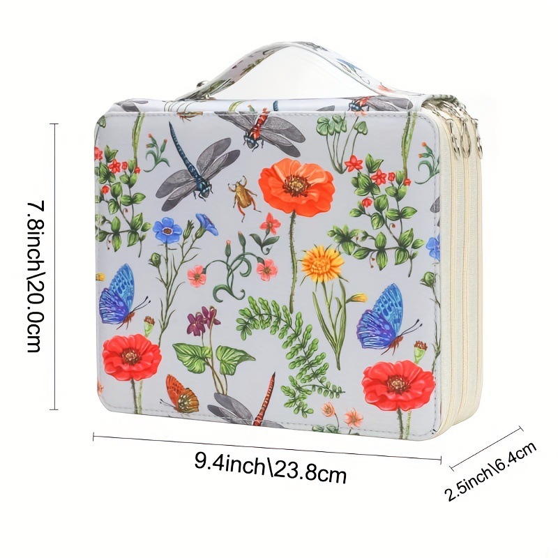 White Floral 3-Layer Zippered Pencil Case Organizer - Image 2
