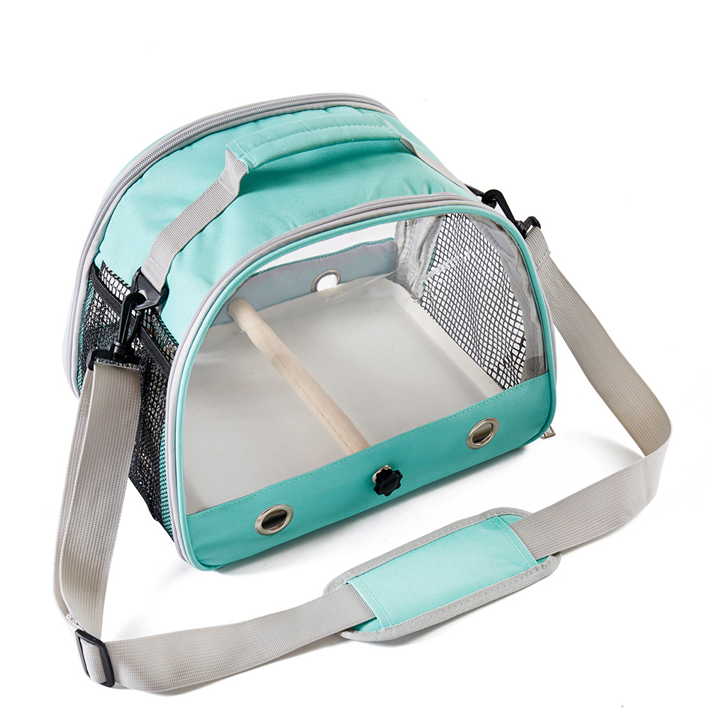 Green Portable Clear View Bird Carrier Travel Cage with Perch - Image 4
