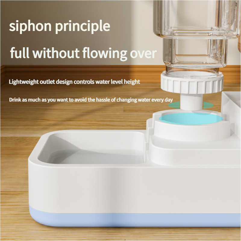 Blue 2-in-1 Automatic Pet Water and Food Dispenser - Gravity Feeder for Cats and Dogs - Image 2