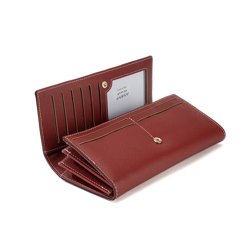 Apricot PU Slim Wallet with Polyester Interior Clutch - Image 3
