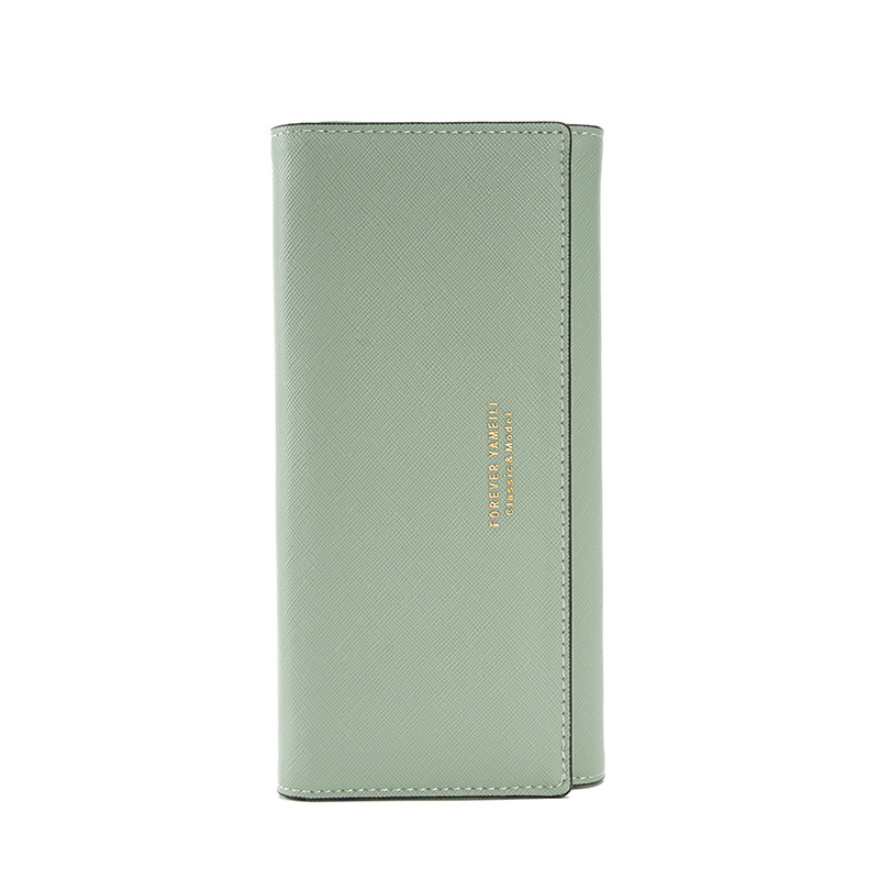 Green PU Slim Wallet with Polyester Interior Clutch