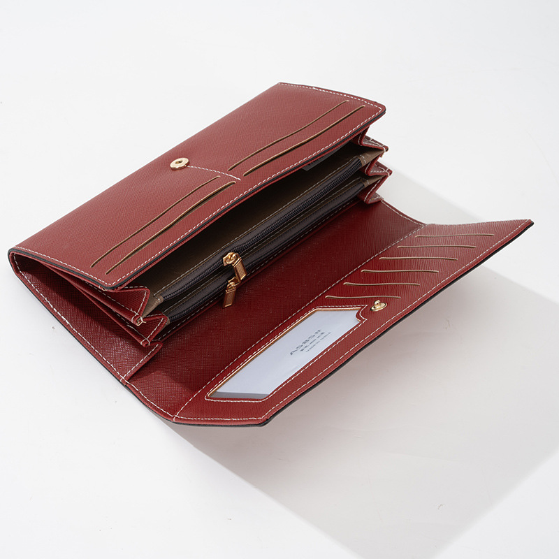 Green PU Slim Wallet with Polyester Interior Clutch - Image 2