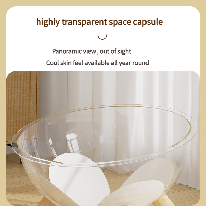 Luxury Transparent Cat Bed with Wooden Legs Stylish Pet Nest - Image 2