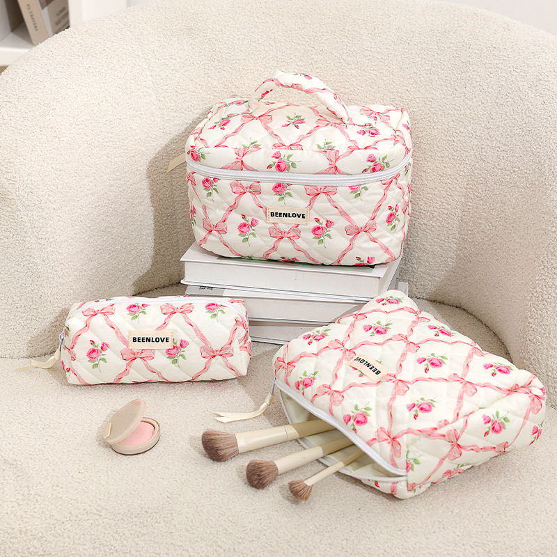 Pink Elegant 3-Piece Cosmetic Storage Set for Skincare and Travel