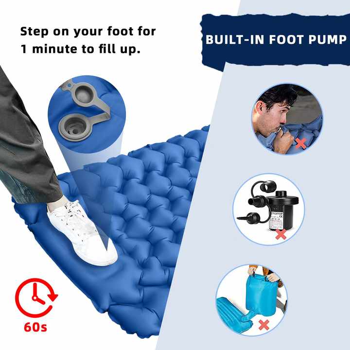 Green Portable Outdoor Inflatable Camping Sleeping Pad - Image 2