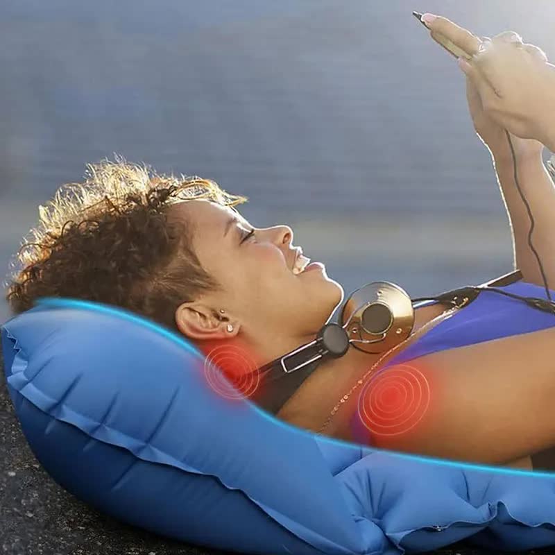 Peacock Blue Portable Outdoor Inflatable Camping Sleeping Pad - Image 7