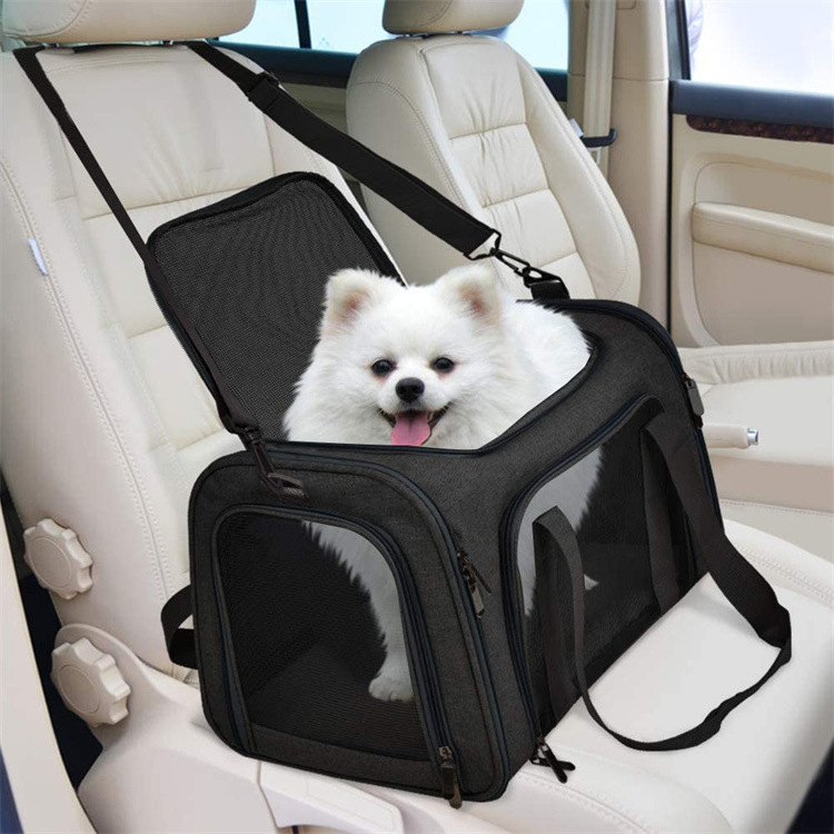 Black Foldable Travel Carrier Bag for Small Dogs & Cats (40x25x25cm) - Image 2