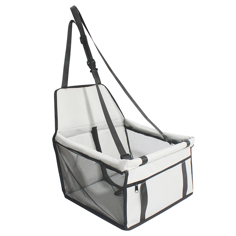 Light Gray Portable Dog Car Booster Seat with Safety Belt