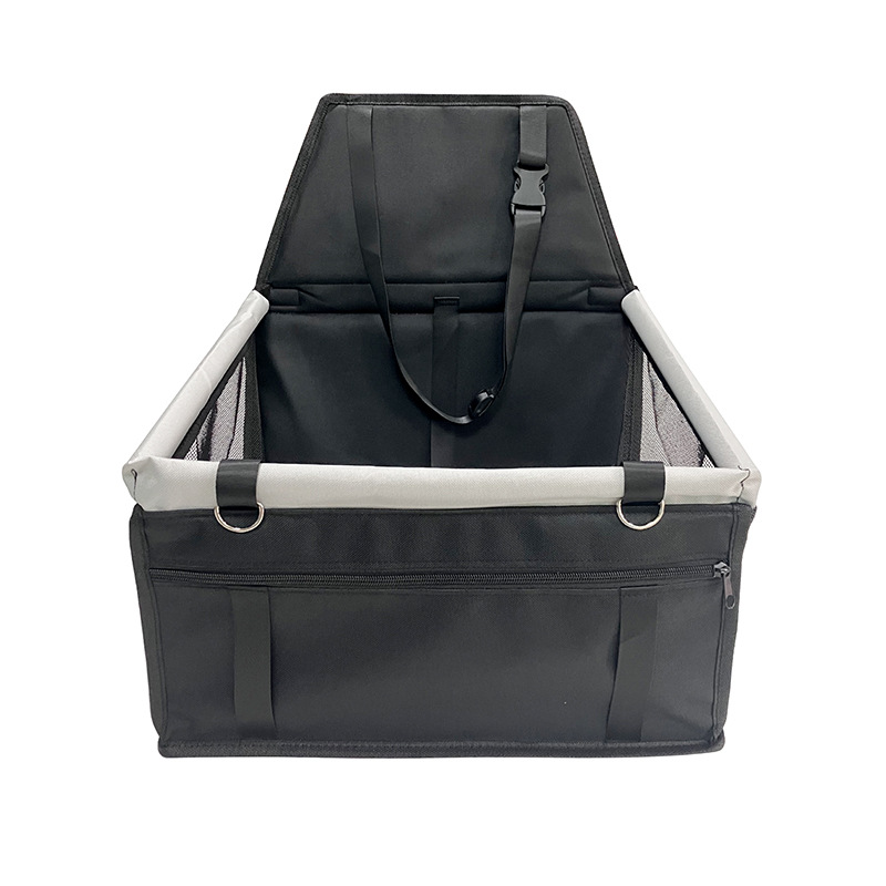 Black & Grey Portable Dog Car Booster Seat with Safety Belt