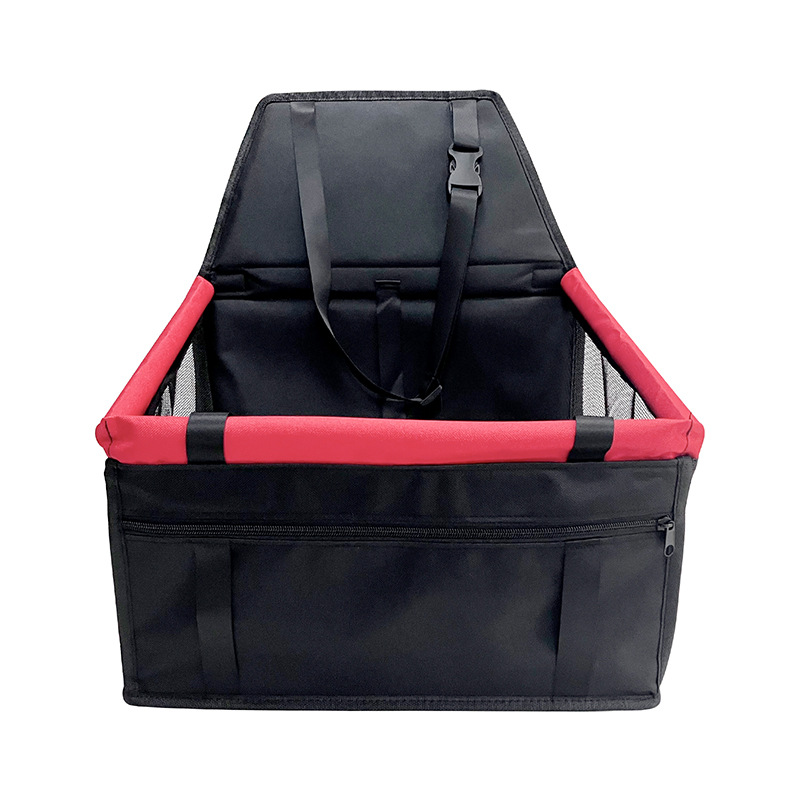 Black & Red Portable Dog Car Booster Seat with Safety Belt