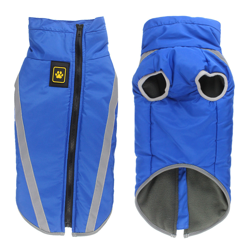Size 3XL Blue Reflective Winter Dog Jacket for Large Breeds
