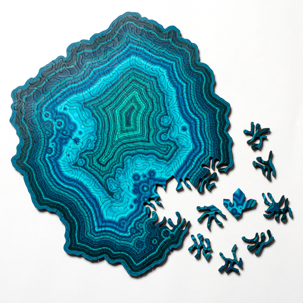 164-Piece Algorithmic Agate Wooden Jigsaw Puzzle - Green