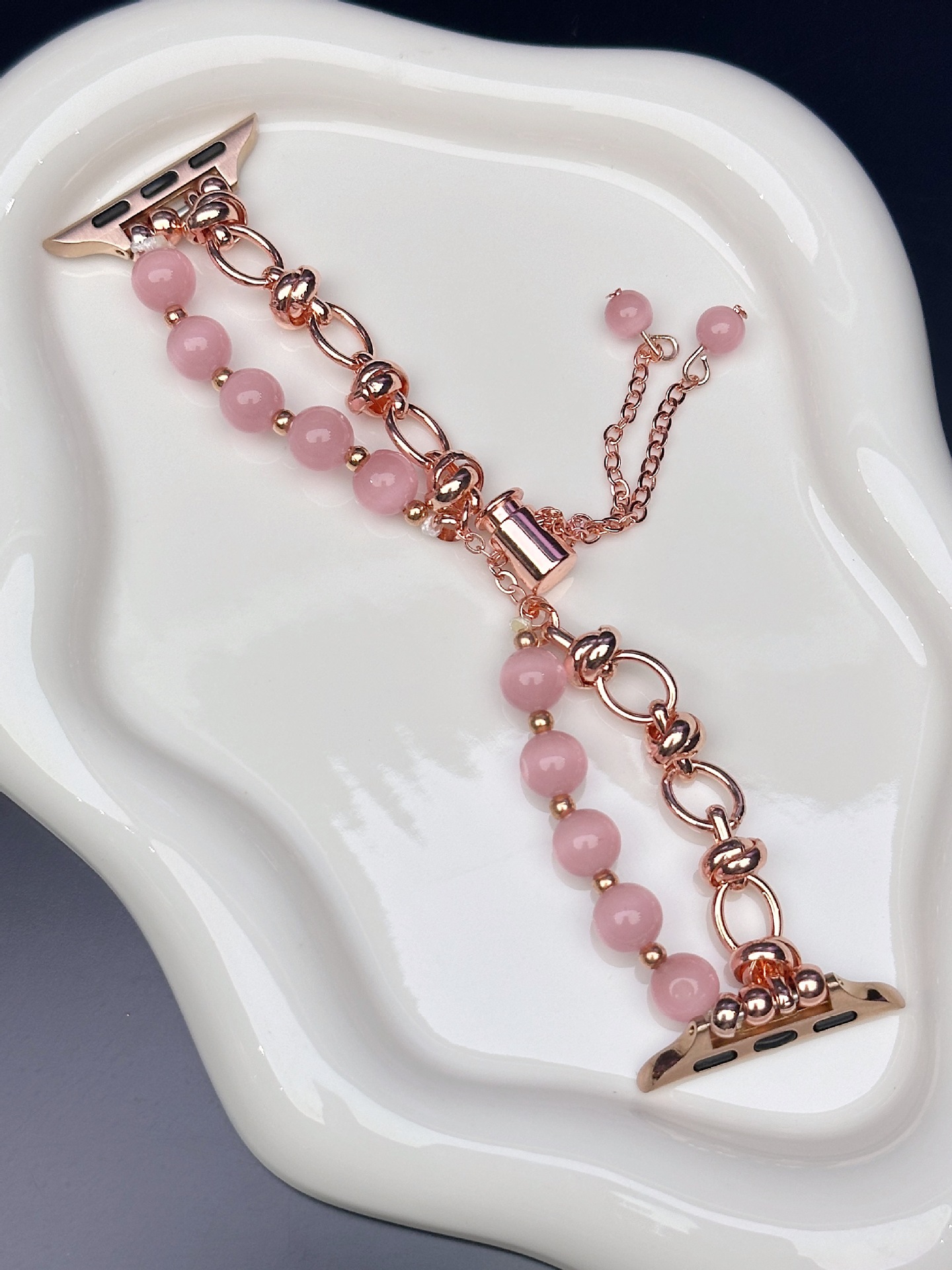 2-Pack Pink Cat's Eye Beaded Apple Watch Band 42-45mm