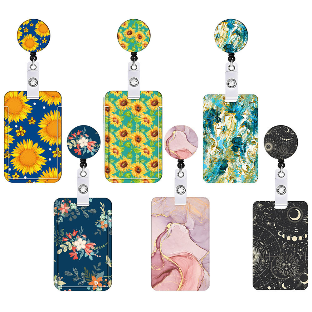 2-Pack Yellow & Green Sunflower Retractable Badge Reel Lanyard Set - Image 2