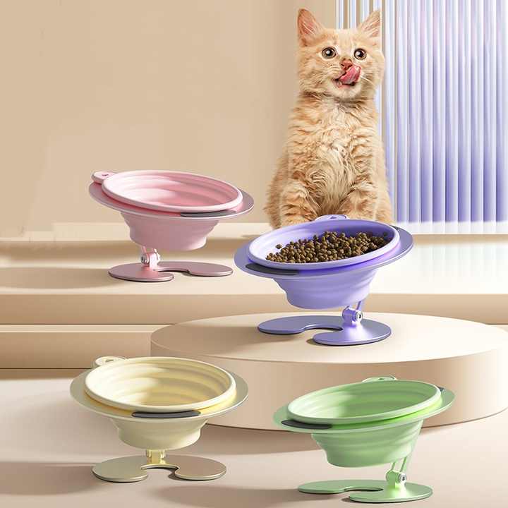 Yellow Foldable Elevated Tilted Pet Bowl Set - Image 2