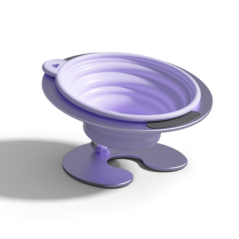 Purple Foldable Elevated Tilted Pet Bowl Set