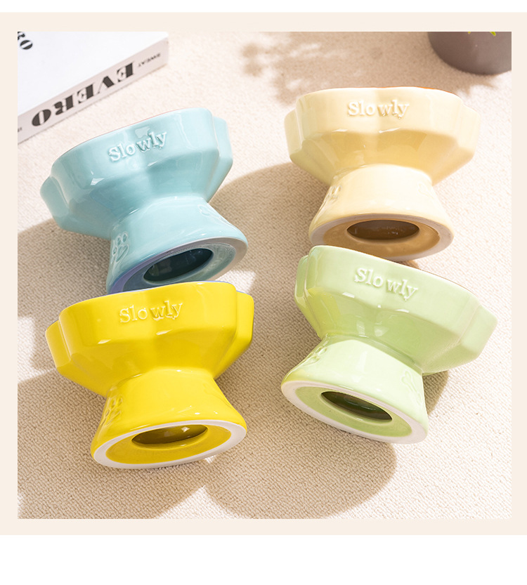 Green and Brown Ceramic Anti-Choke Slow Feeder Pet Bowl - Image 3