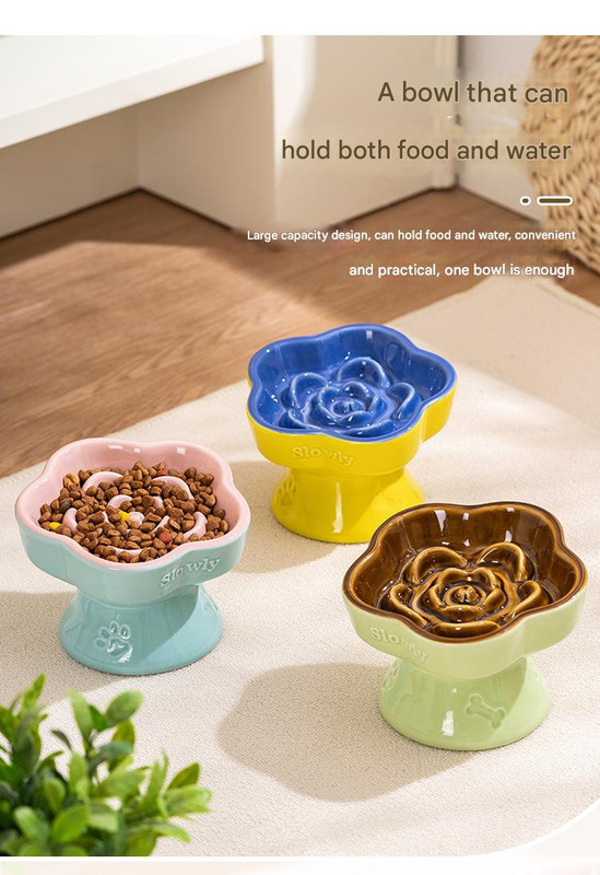 Green and Brown Ceramic Anti-Choke Slow Feeder Pet Bowl - Image 6