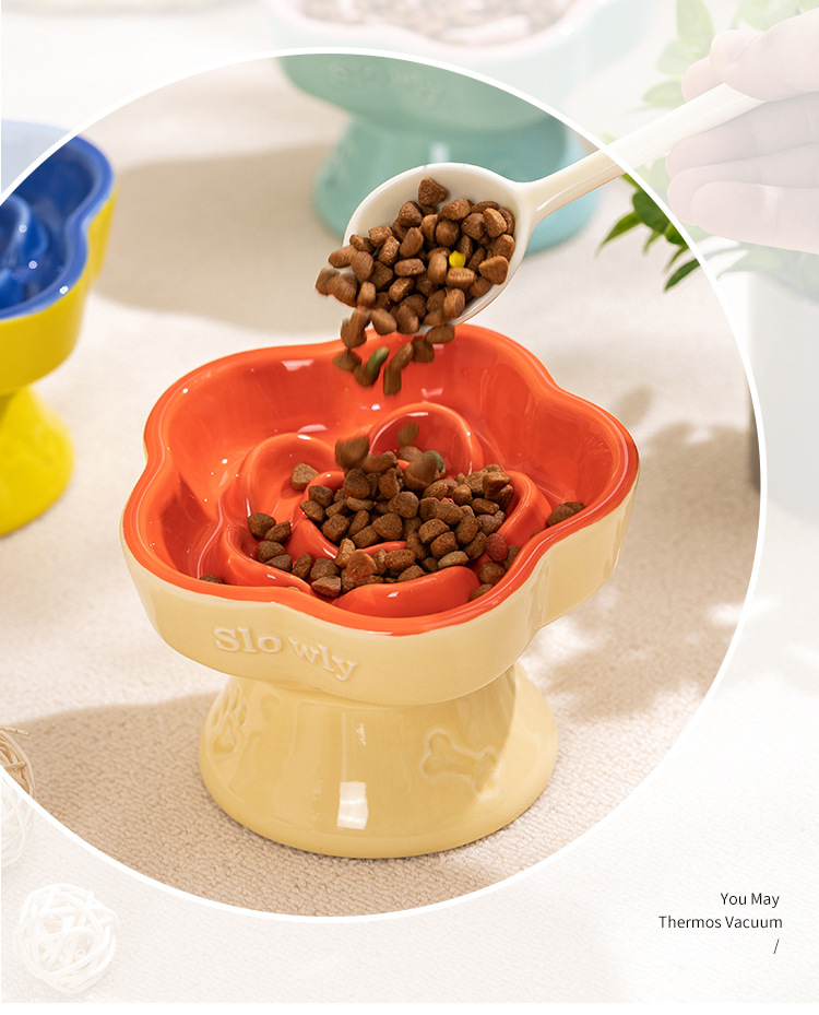 Blue and Pink Ceramic Anti-Choke Slow Feeder Pet Bowl - Image 4