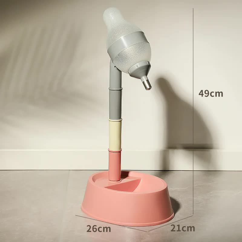 Pink Adjustable Height Pet Water and Food Dispenser Station
