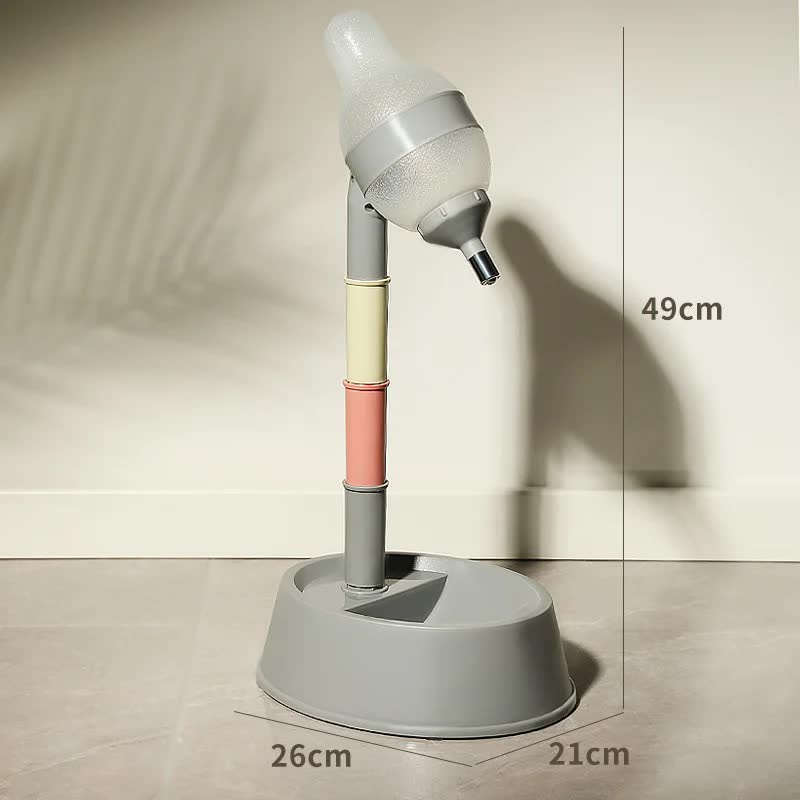 Grey Adjustable Height Pet Water and Food Dispenser Station
