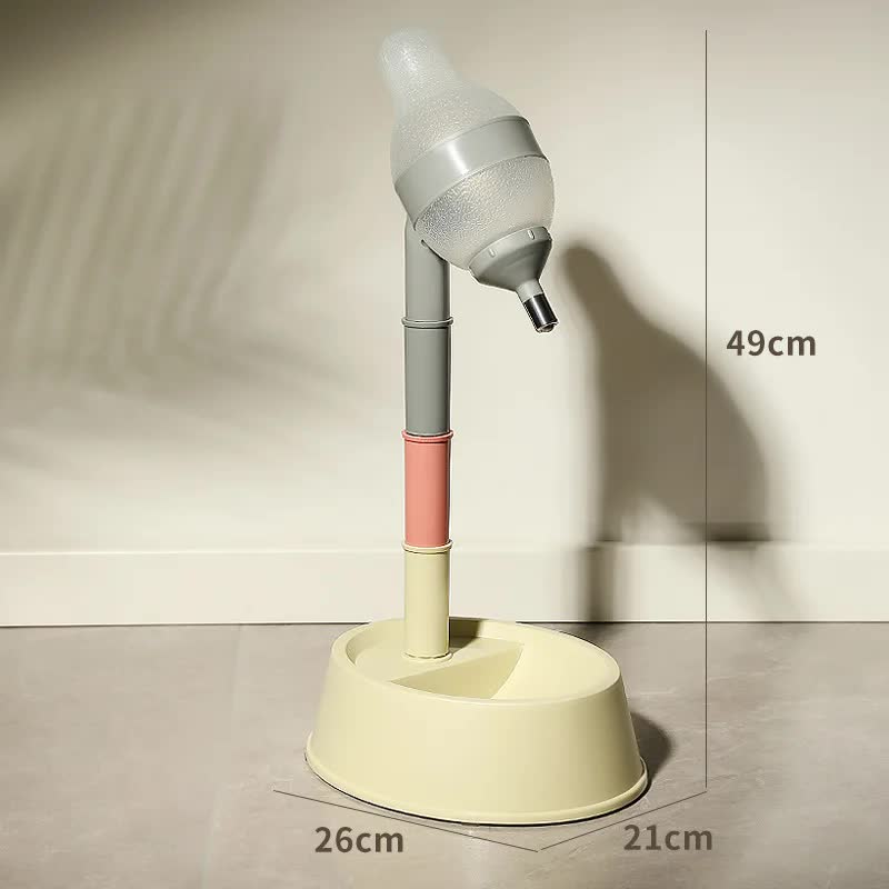 Beige Adjustable Height Pet Water and Food Dispenser Station