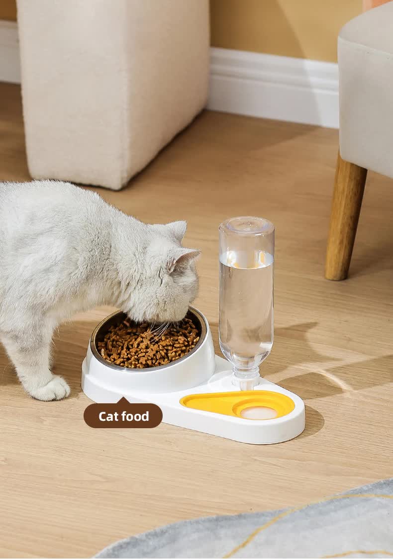 Blue Stainless Steel Pet Bowl Set with Gravity Water Dispenser - Image 2
