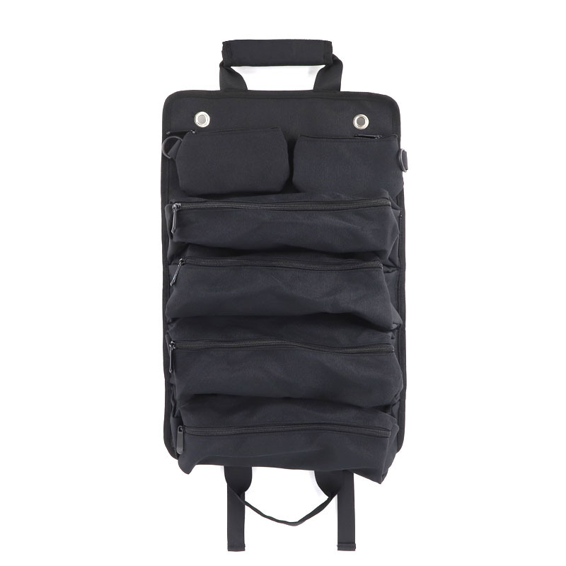 Black Heavy Duty Roll-Up Tool Bag Organizer with Multiple Pockets
