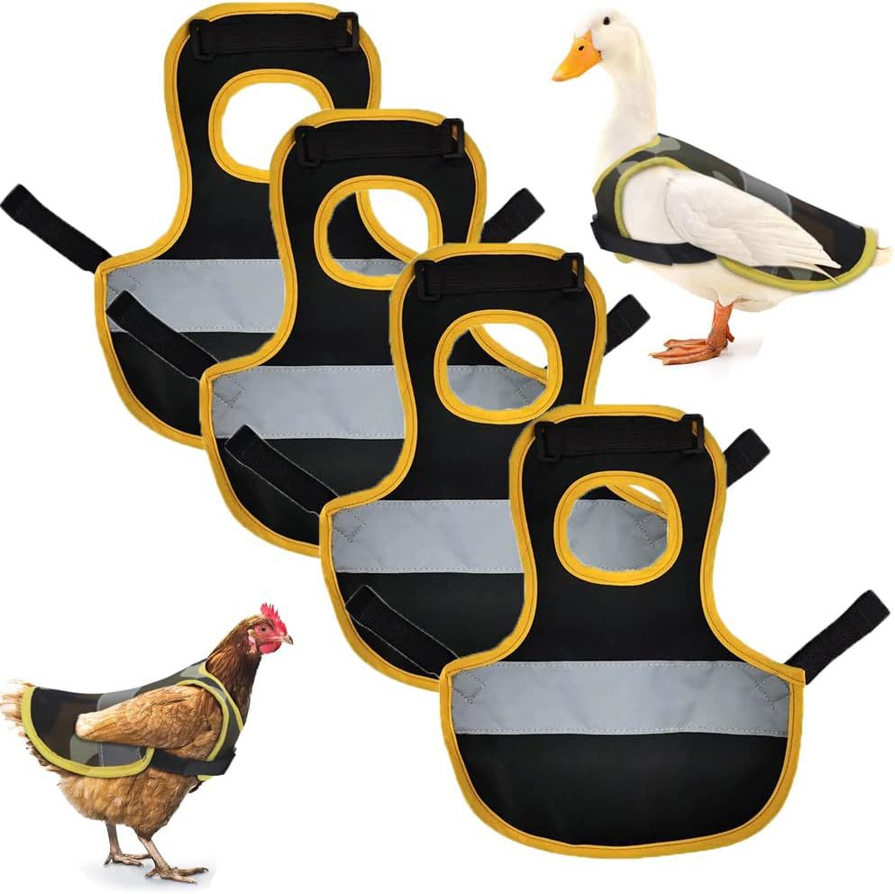 4 Pcs Black High Visibility Chicken and Duck Safety Vest