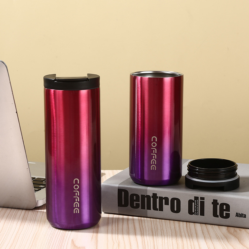 Red & Purple Gradient Insulated Stainless Steel Coffee Tumbler Set
