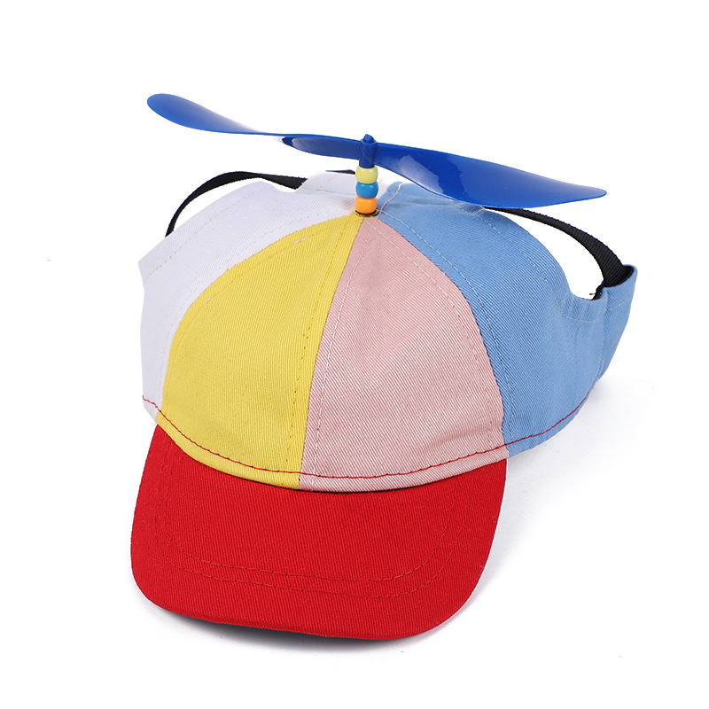 Size L Red Pet Baseball Cap with Spinning Propeller