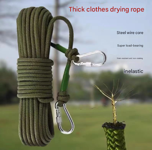 Green Wire Core Heavy Duty Adjustable Clothesline Set 4-Pack 10m - Image 2