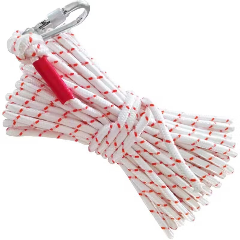 Red White Wire Core Heavy Duty Adjustable Clothesline Set 4-Pack 10m