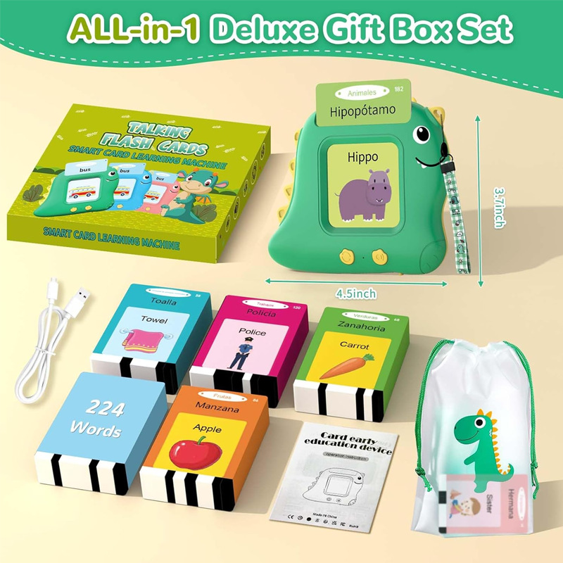 Blue Dinosaur Bilingual Audio Flash Card Reader for Toddlers 112 Cards - Image 4