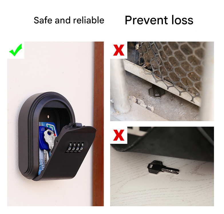 Black 3PCS Wall Mount Plastic Combination Key Lock Box - Secure Key Safe Storage Box - Image 2