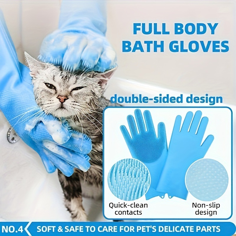 Grey 6-Piece Dog Grooming Bath Set with Microfiber Towels and Mitts - Image 2