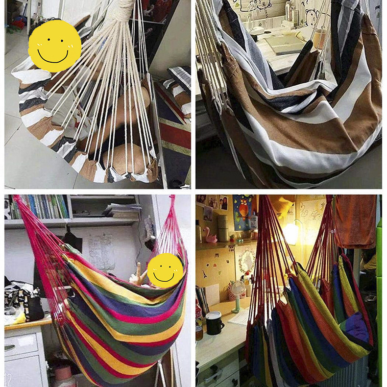 Colorful Striped Hammock Chair with Ropes and Bag Red - Image 5