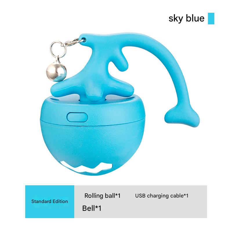 Rechargeable Self-Rolling Blue LED Interactive Cat Toy